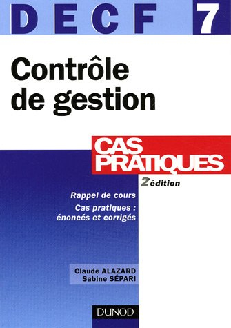 Contrôle de gestion, DECF épreuve n° 7 : cas pratiques