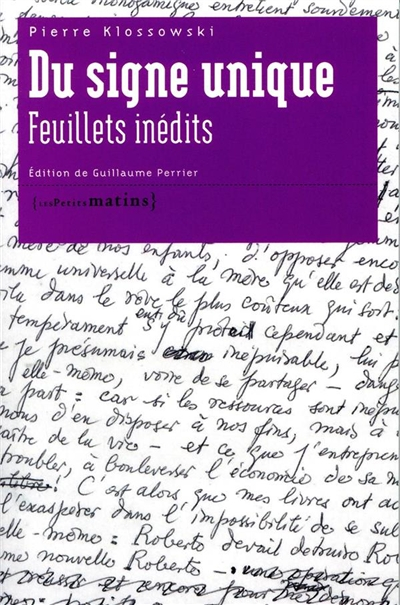 Du signe unique : feuillets inédits. Roberte interceptée chez les routiers