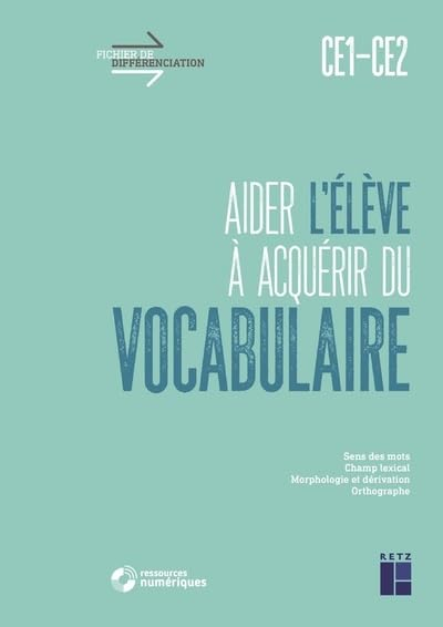 Aider l'élève à acquérir du vocabulaire, CE1, CE2 : sens des mots, champ lexical, morphologie et dér