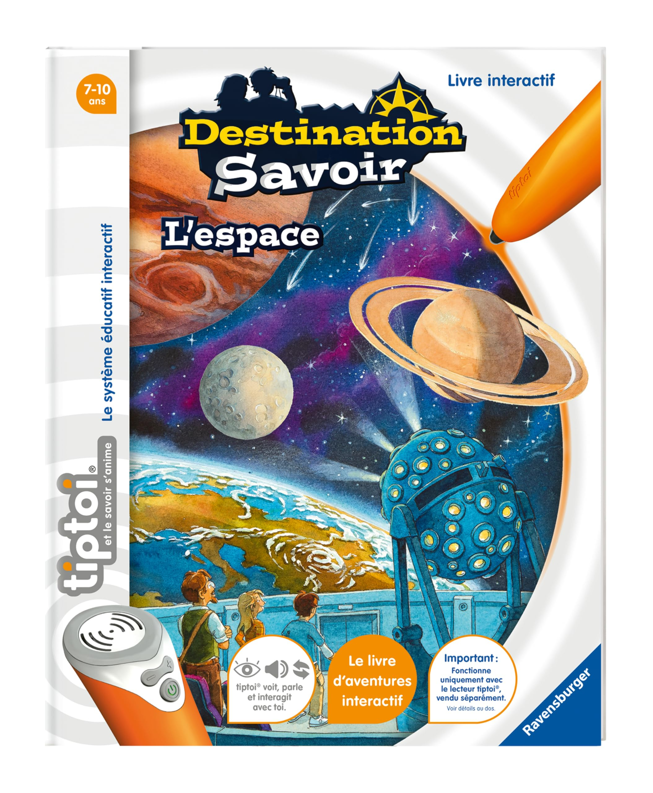 Ravensburger - tiptoi®- Destination Savoir L'Espace - Livre Interactif Éducatif Sans Écran - Découve