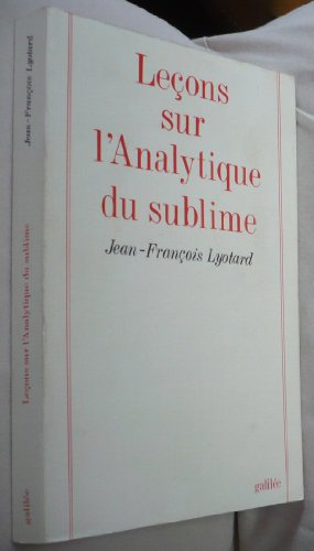 Leçons sur l'analytique du sublime : Kant, Critique de la faculté de juger, paragraphes 23-29
