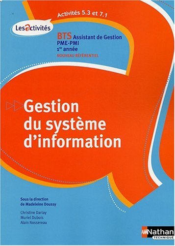 Gestion du système d'information, A5.3-A7.1, BTS 1re année, assistant de gestion PME-PMI 1 : nouveau