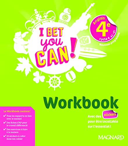 I bet you can ! anglais 4e, cycle 4, A2-B1 : nouveau programme : workbook