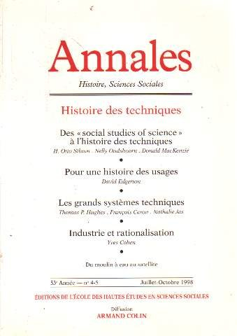 Annales, n° 4-5 (1998). Histoire des techniques