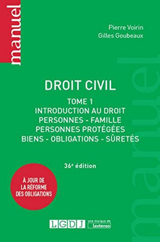 Droit civil. Vol. 1. Introduction au droit, personnes, famille, personnes protégées, biens, obligati