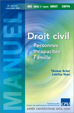 droit civil, personnes, incapacités, familles