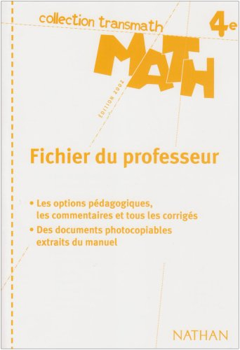 Math 4e : livre du professeur