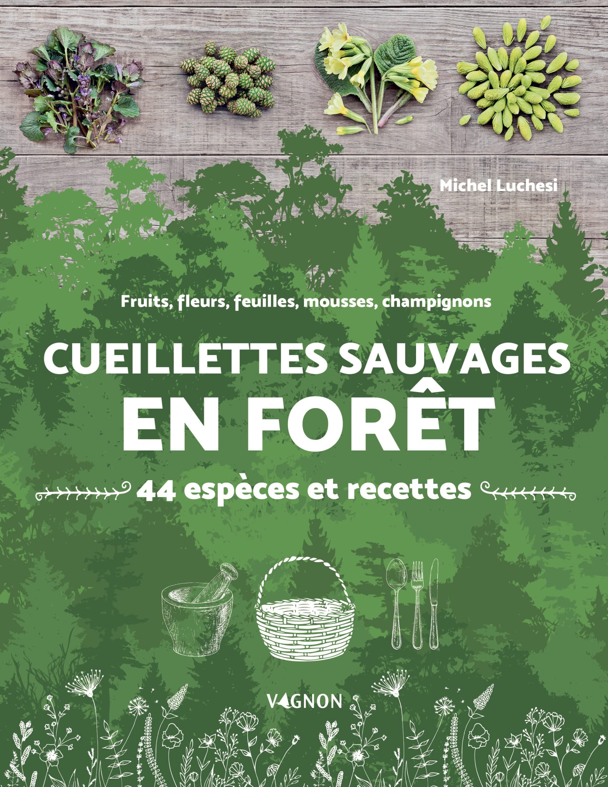 Cueillettes sauvages en forêt : 44 espèces et recettes : fruits, fleurs, feuilles, mousses, champign