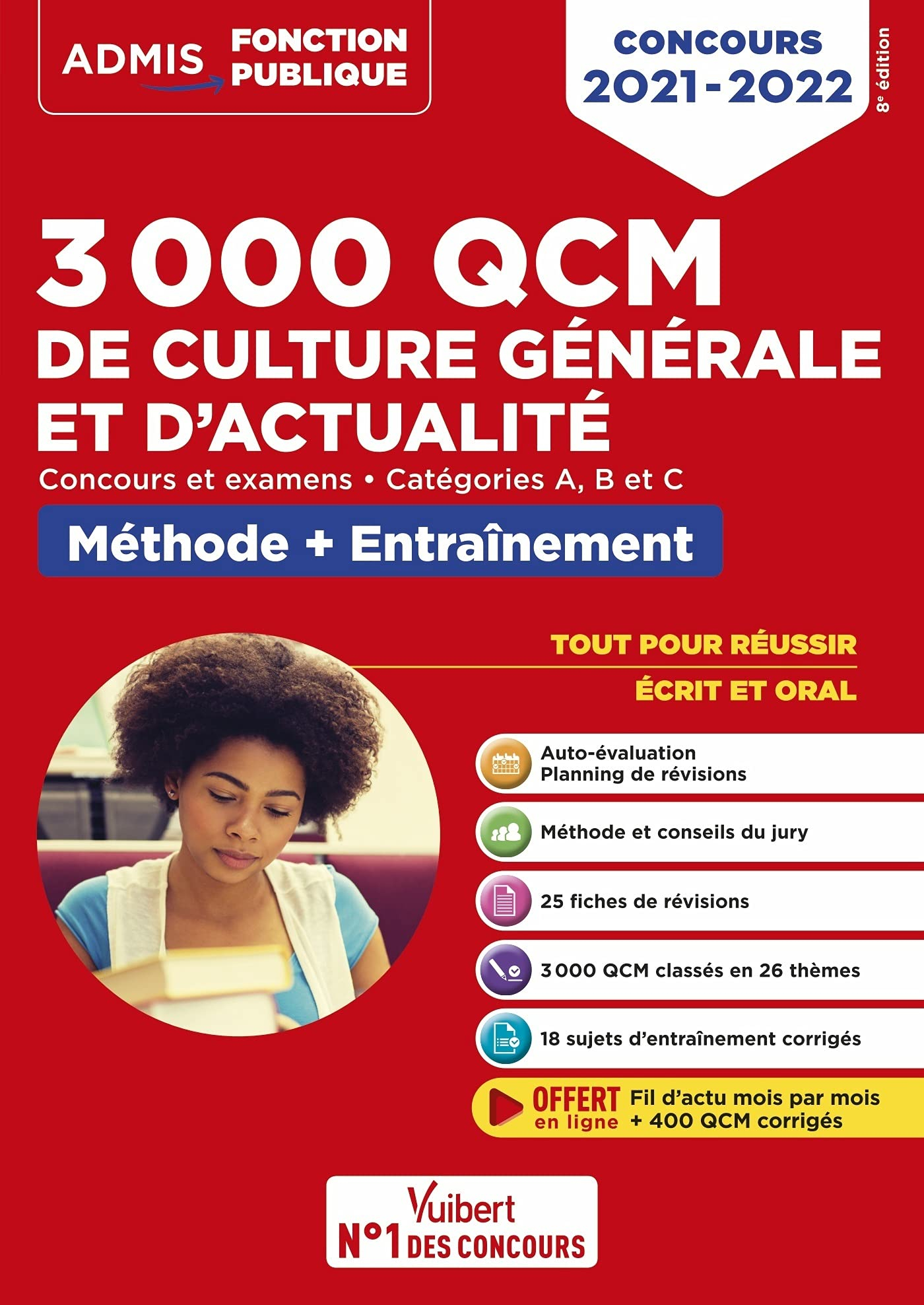 3.000 QCM de culture générale et d'actualité : concours et examens, catégories A, B et C : méthode +