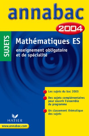 annabac 2004 : mathématiques es (sujets)