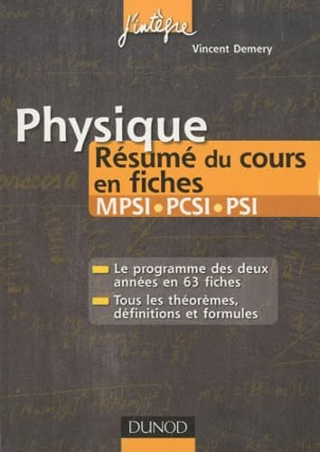 Physique : résumés du cours en fiches MPSI-PCSI-PSI
