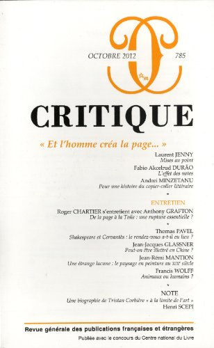Critique, n° 785. Et l'homme créa la page...