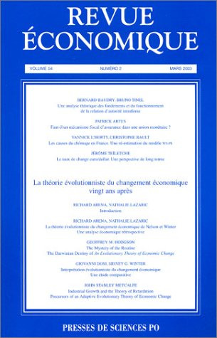 Revue économique, n° 2 (2003). La théorie évolutionniste du changement économique vingt ans après