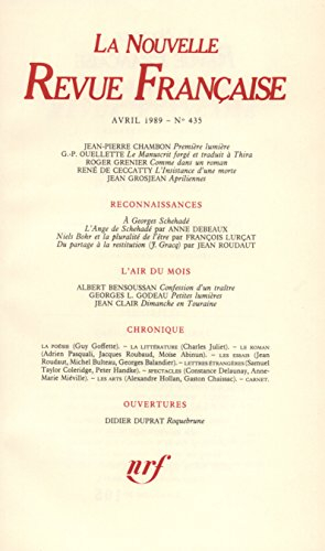 Nouvelle revue française, n° 435