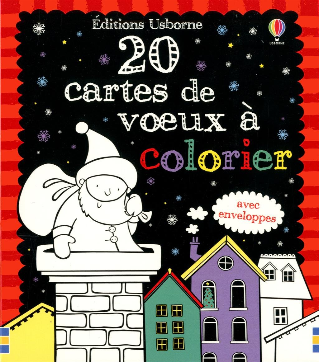 20 cartes de voeux à colorier : avec enveloppes