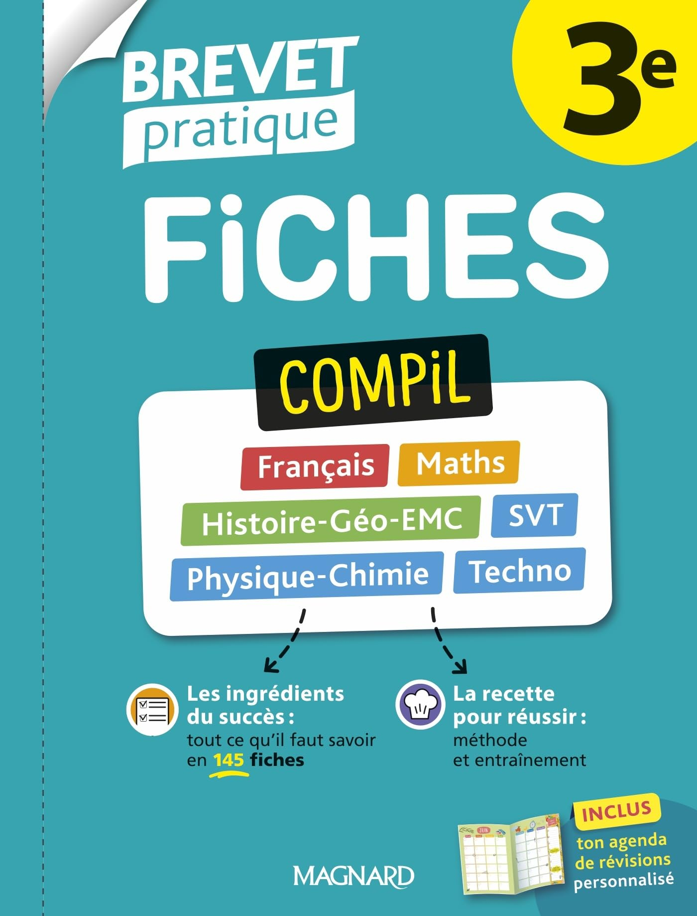 Fiches compil 3e : français, maths, histoire géo EMC, SVT, physique chimie, techno