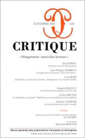 Critique, n° 654. Wittgenstein : nouvelles lectures