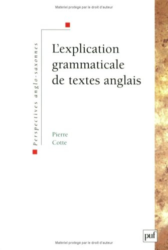 L'explication grammaticale de textes anglais