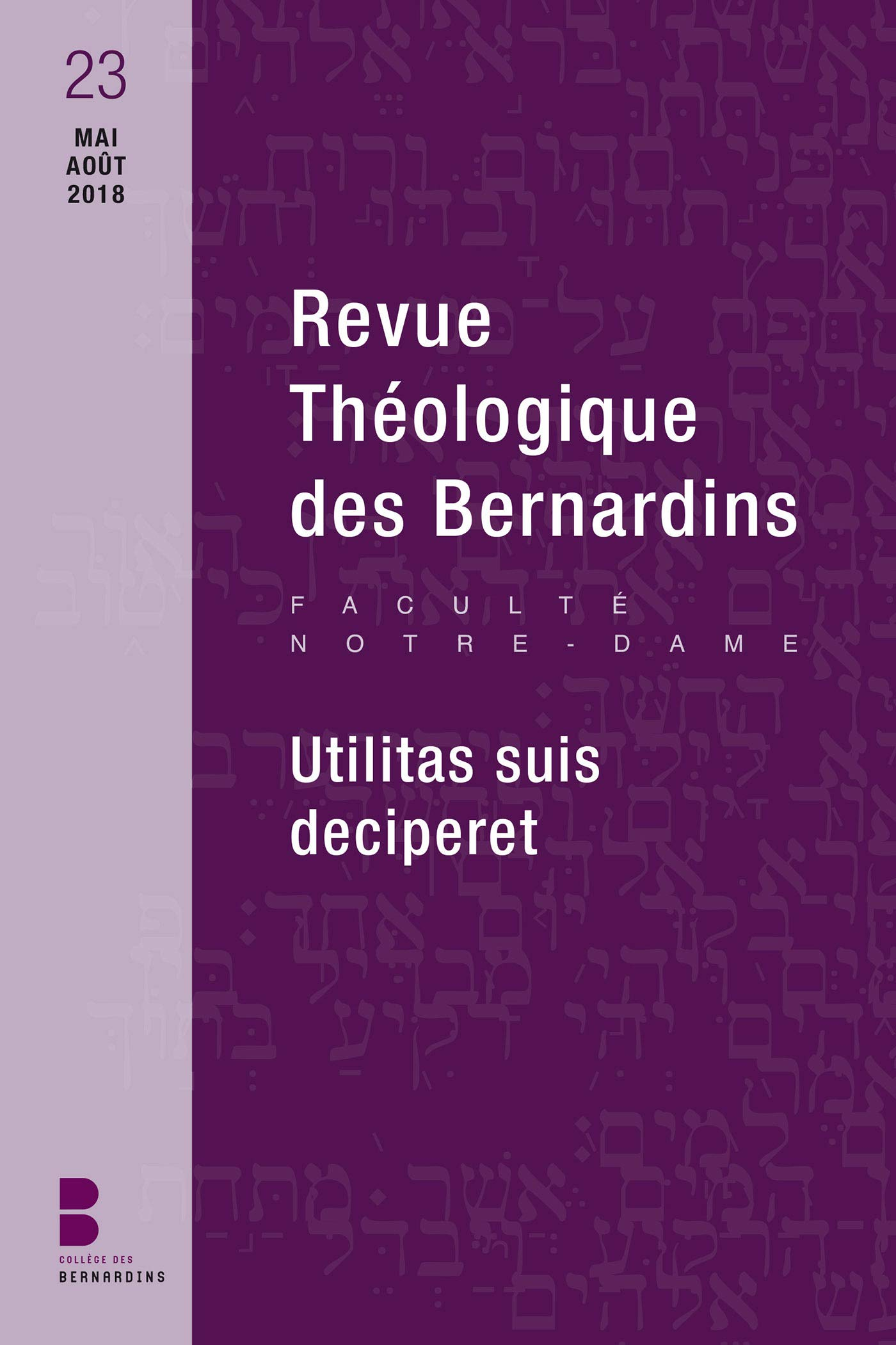 Revue théologique des Bernardins, n° 23. Les mariages dispars et la question de la sacramentalité