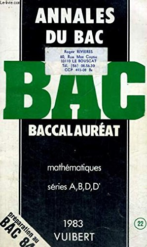 bac 84, sujets corriges et commentes de mathematiques, series f, g, h