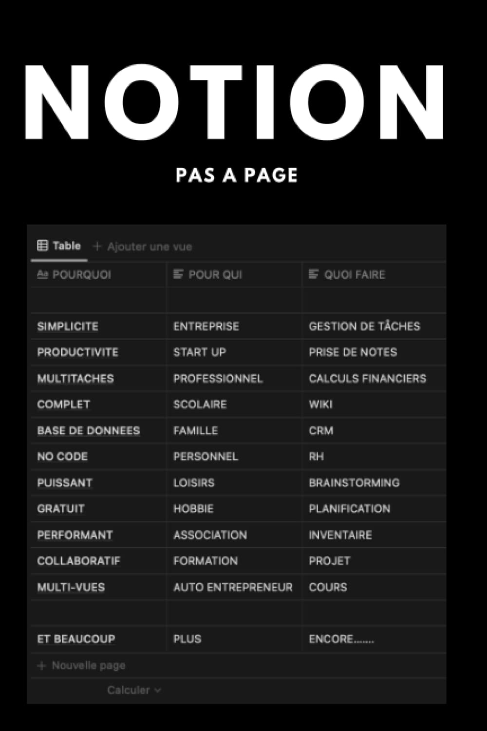 NOTION PAS A PAGE: PAS A PAGE