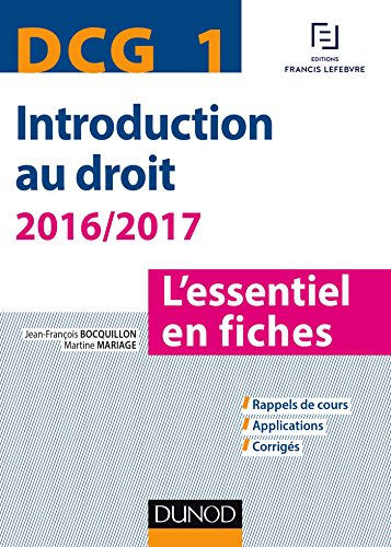 Introduction au droit, DCG 1 : l'essentiel en fiches : 2016-2017