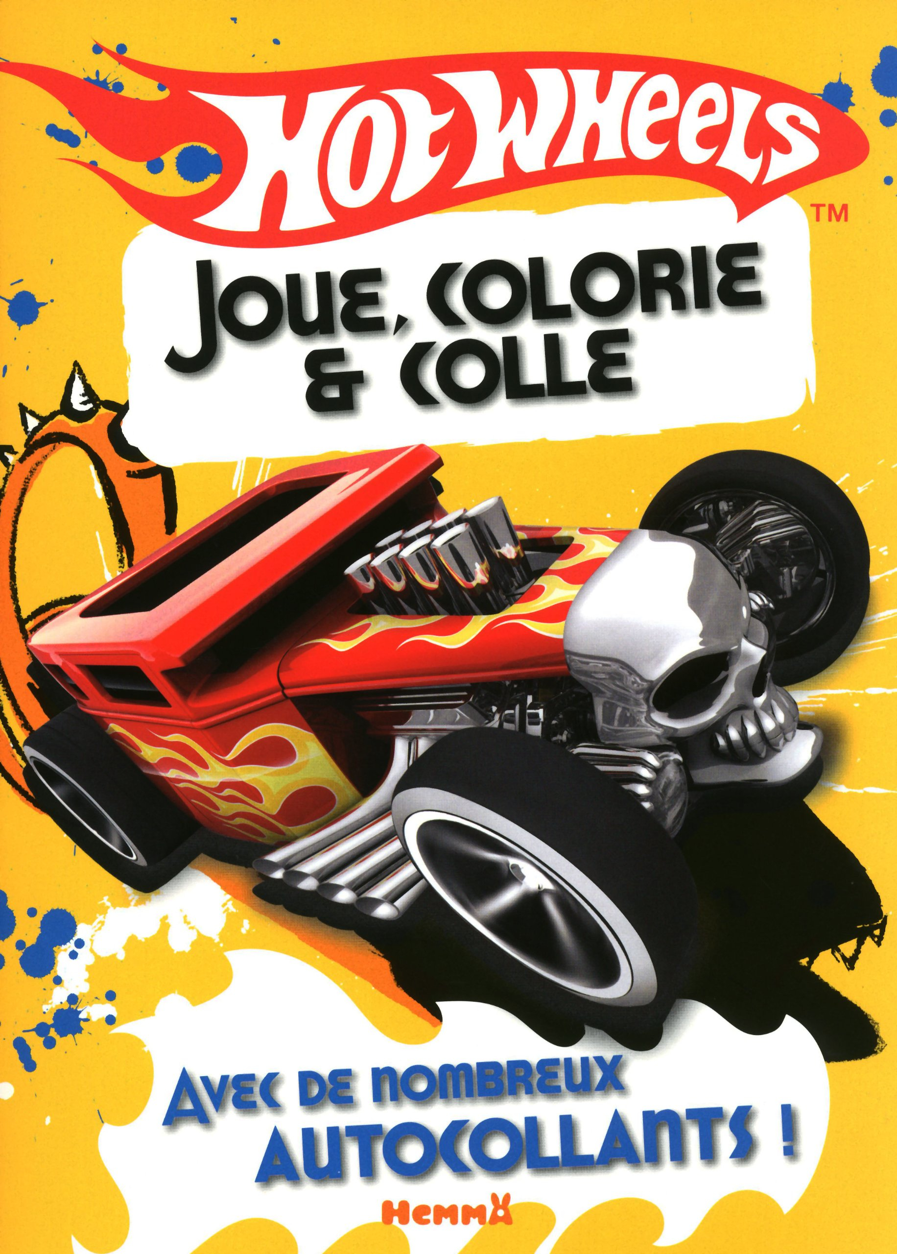 Hot Wheels jaune : joue, colorie & colle