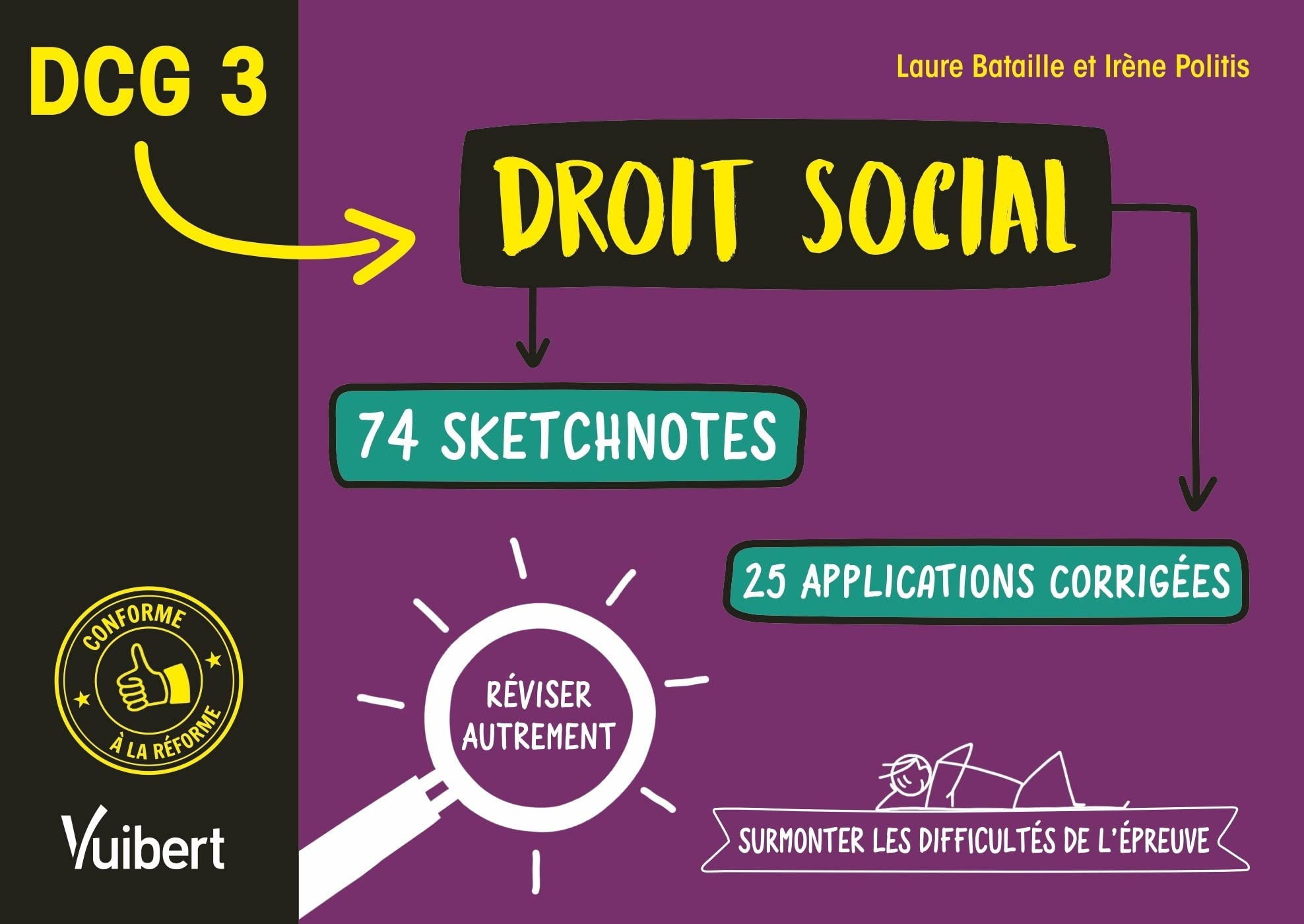 DCG 3 droit social : 74 sketchnotes, 25 applications corrigées