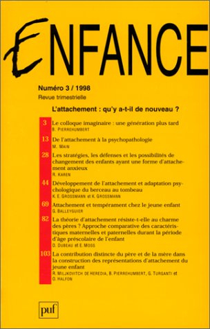 Enfance, n° 52. L'attachement, qu'y a-t-il de nouveau ?