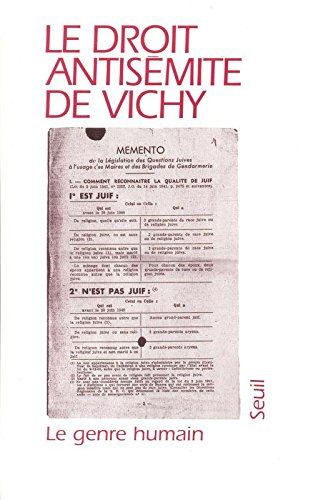 Genre humain (Le), n° 30. Le droit antisémite de Vichy