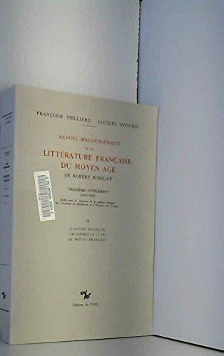 Manuel bibliographique de la littérature française du Moyen Age de Robert Bossuat : supplément couvr