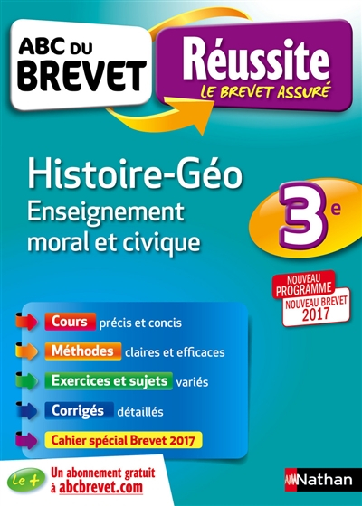 Histoire géo, enseignement moral et civique 3e : nouveau programme, nouveau brevet 2017