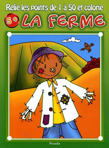La ferme : relie les points de 1 à 50 et colorie