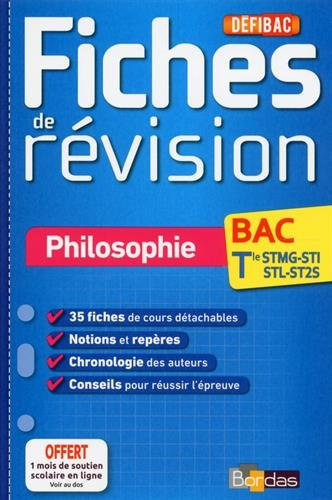Philosophie, bac terminale STMG, STI, STL, ST2S : fiches de révision
