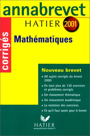 annabrevet 2001 : mathématiques (sujets corrigés)