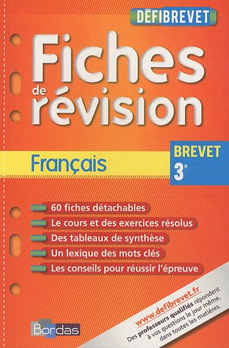 Francais brevet 3e : fiches de révision