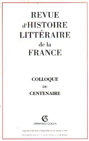 revue d'histoire litteraire de la france vol.95 n 6bis                                        052496