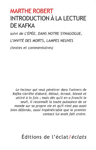 Introduction à la lecture de Kafka. L'épée. Dans notre synagogue