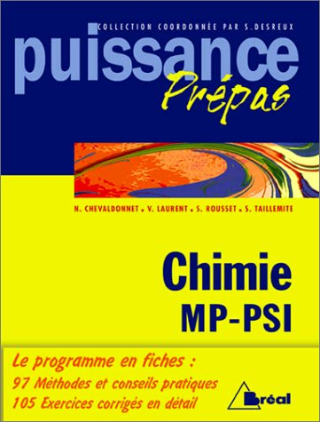 Chimie, MP-PSI : classes préparatoires, premier cycle universitaire
