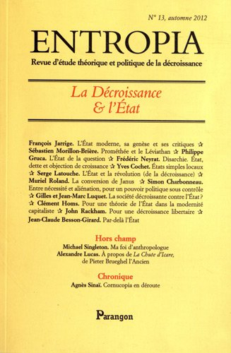 Entropia, n° 13. La décroissance et l'Etat