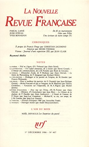la n.r.f. numéro 407, décembre 1986