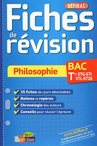 Philosophie bac, terminale STG-STI-STL-ST2S : fiches de révision