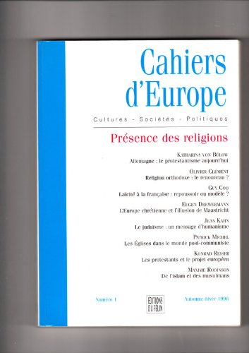 Cahiers d'Europe, n° 1. Présence des religions