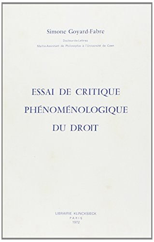 essai de critique phénoménologique du droit