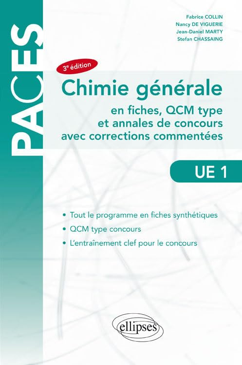 Chimie générale en fiches, QCM type et annales de concours avec corrections commentées UE 1