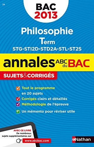 Philosophie, terminale STG, STI2D, STD2A, STL, ST2S : bac 2013