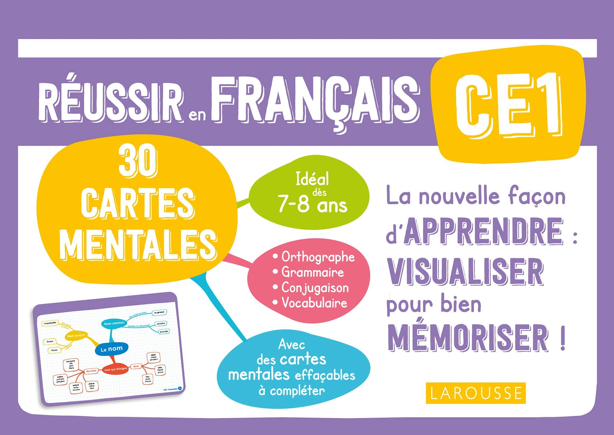 Réussir en français CE1, 7-8 ans : 30 cartes mentales
