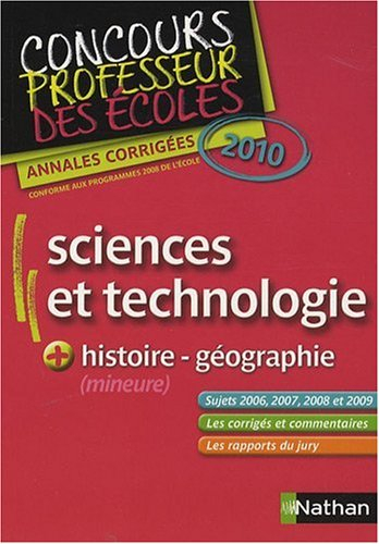Annales corrigées CRPE sciences et technologie + histoire géo : 2010