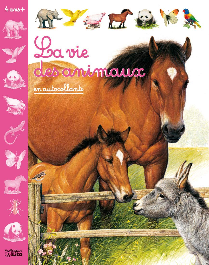 La vie des animaux en autocollants : couverture fuchsia