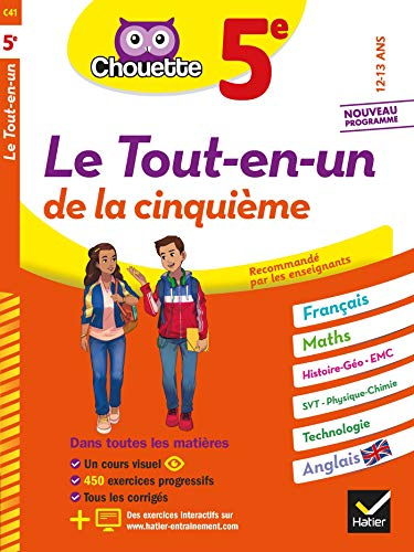 Le tout-en-un de la cinquième, 12-13 ans : français, maths, histoire géo, EMC, SVT, physique chimie,